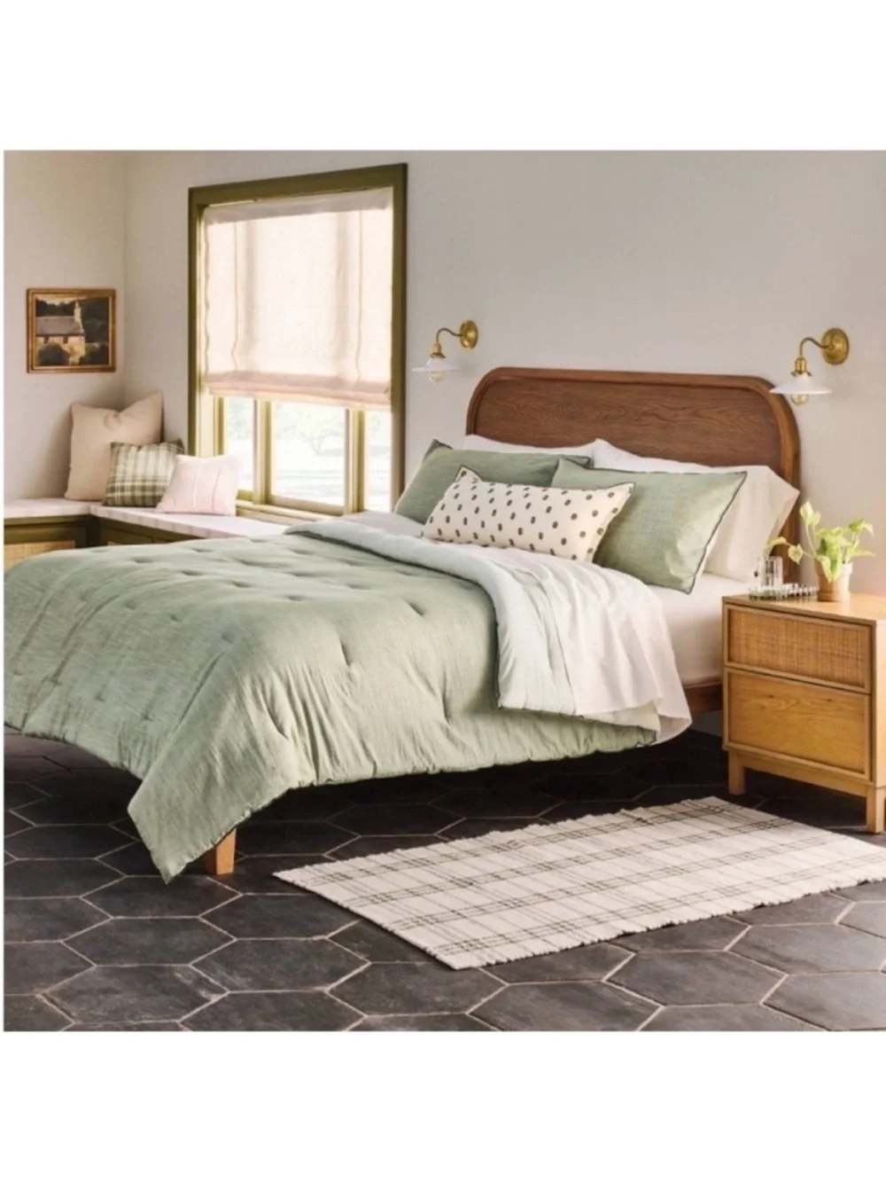 NWT 3pc King Reversible Comforter Set Green - Hearth & Hand with Magnolia
